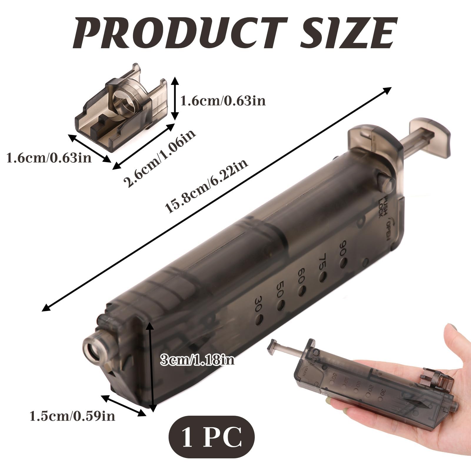 Pistole giocattolo a pallini, accessori per pistole giocattolo pratico caricatore rapido per pallini da 6 mm BB Softair per un divertimento continuo (16x4 cm, nero, in plastica) Tattica Paintball