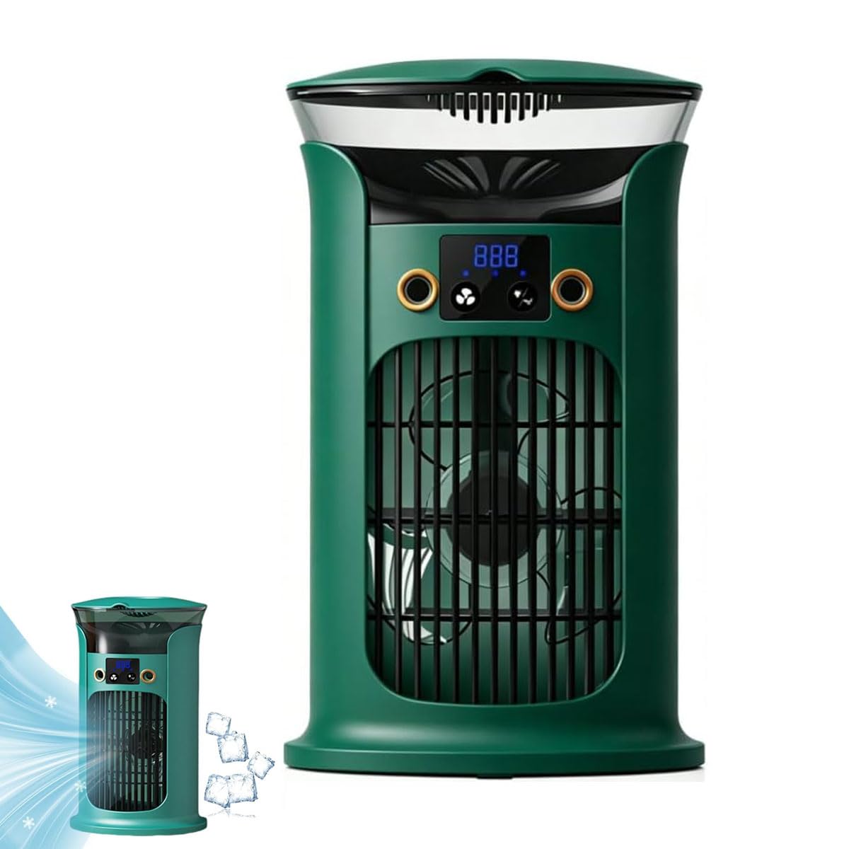 3-in-1 Desktop Air Cooler Fan, Portable Air Conditioner Cooling Fan, 880ML Mini Air Conditioning with 3 Wind Speeds 7 Colour Light, USB Powered Humidifier Cooling Fans for Bedroom Office