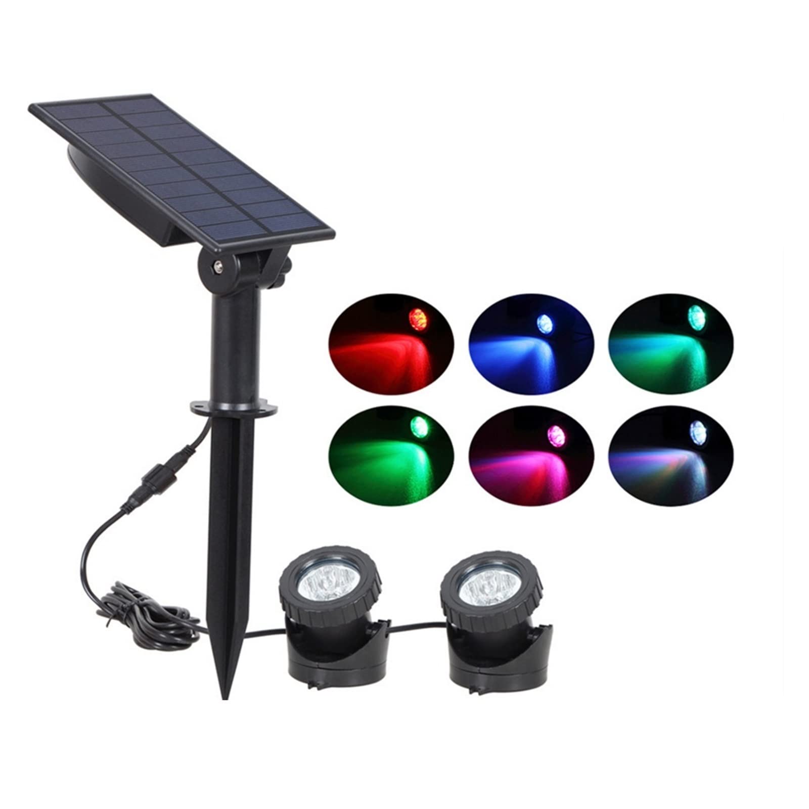Lampada subacquea a LED RGB solare Faretto intercambiabile IP68 Luce spot impermeabile Piscina Fontana Stagno Acquario Impermeabili Sicure(2pcs RGB Lamp)