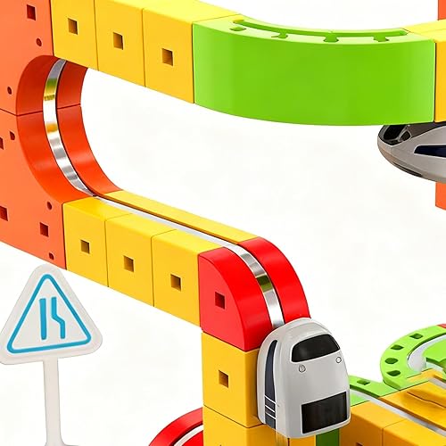 Miniatura 6 de Juego de tren con tren motorizado, 67 piezas, juguete de pista motorizada, juguete de sala de juegos, construcción segura portátil, para niños y