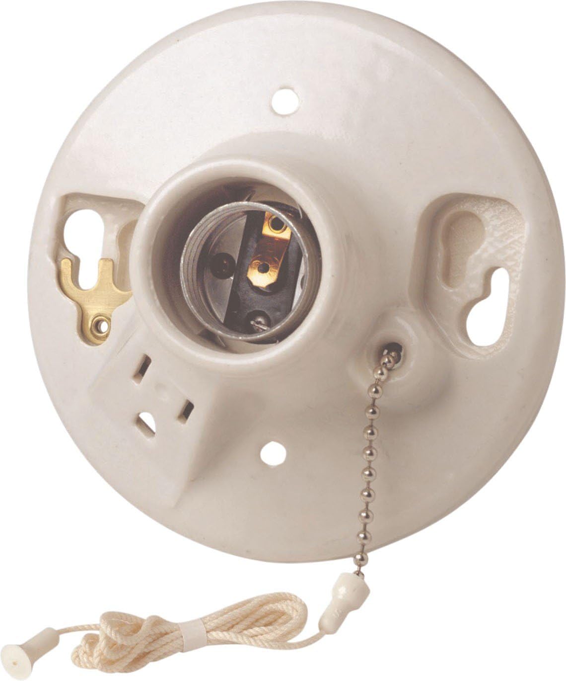 Leviton R600972600C Porcelain Grounded Pull Chain Lampholders & Side