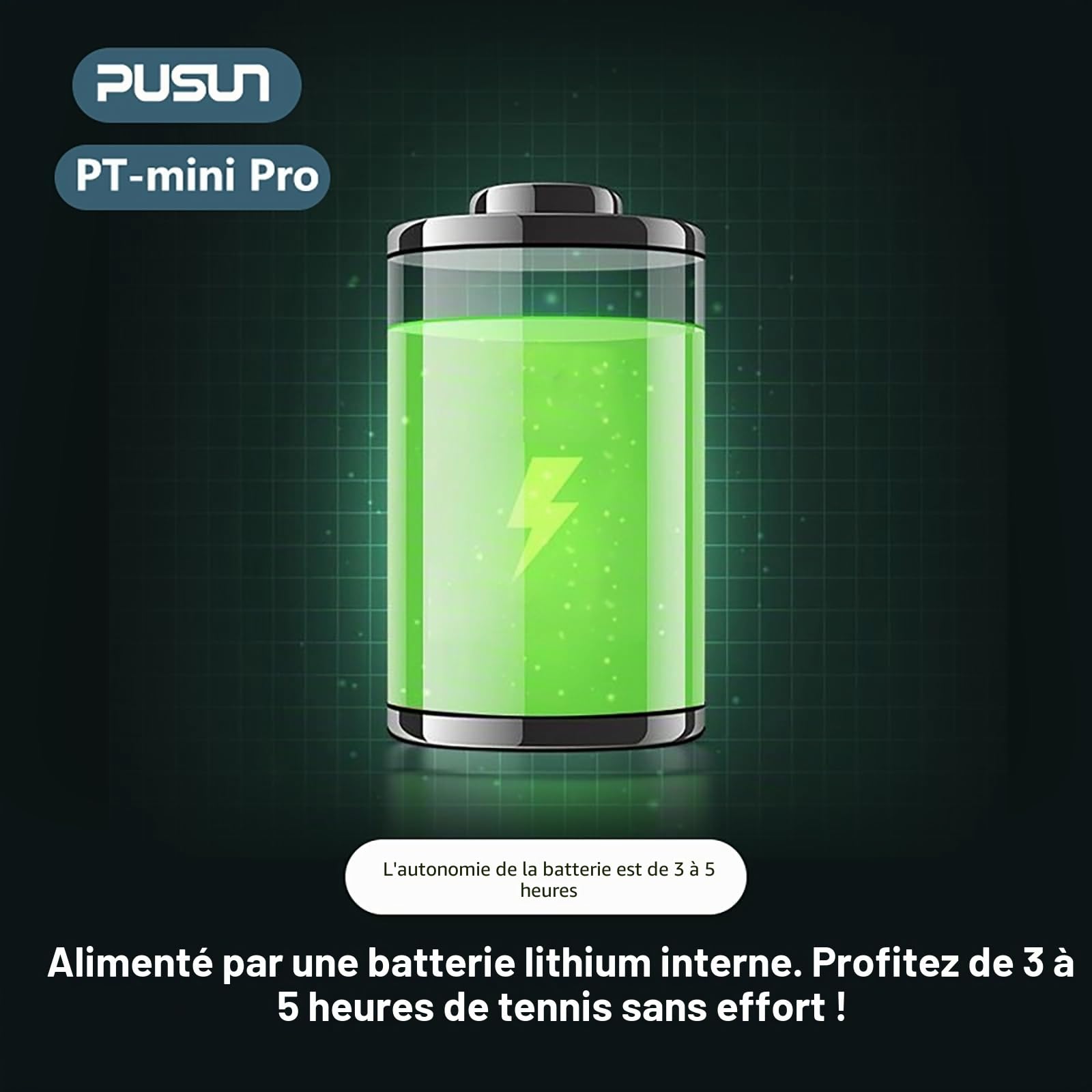 PUSUN PT-Mini Pro Machine de Lancement Portable pour Pratique et Entraînement, Prise en Charge App, Réglage à Distance Vitesse Angle, Capacité 65+ Balles