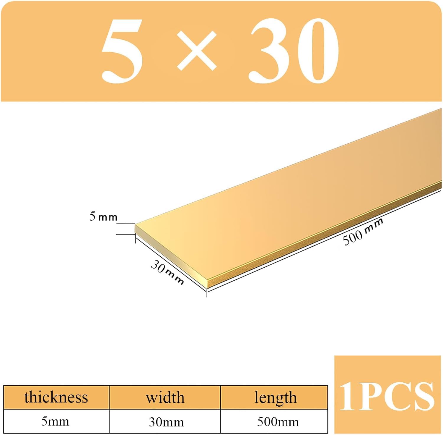 Flaches Profil Messing Flachstangenmaterial 5 Mm Dicke X 20/25/30/35 Mm Breite X 500 Mm Länge Messingplatten Mühlenmaterial Für Die Herstellung Von Messern, 5 * 25 * 500mm
