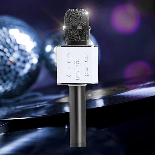 Drahtloser Bluetooth Mikrofon Lautsprecher Handheld MIC USB Player KTV Black