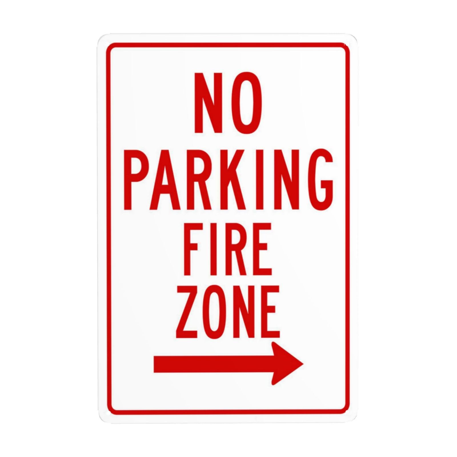 SMAZDFXX Right Side No Parking Fire Zone Metal Warning Signs, Cautions Security Tin Sign, Safety Posted Signs for Street Business Wall Decor 12"x16"