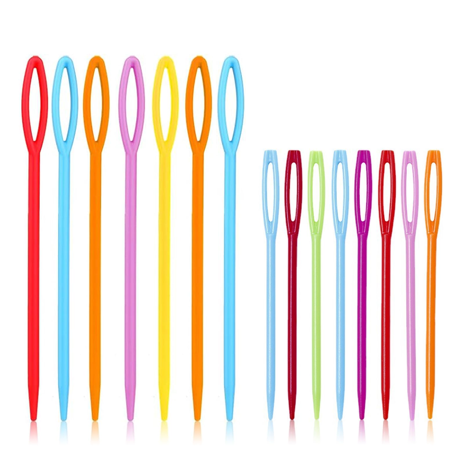 Plastic Hand Sewing Needles, 100 Pcs Large Eye Plastic Yarn Needles Colorful Big Eye Sewing Needle for Crafts DIY and Knitting 7cm/9cm