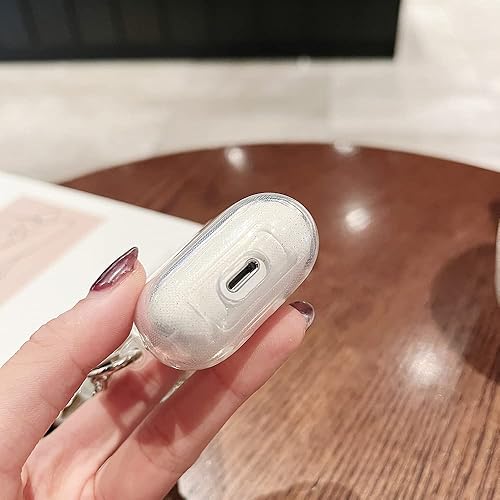 Miniatura 7 de MINSCOSE Bonita funda transparente para Airpod Pro con llavero bonito diseño de mariposa con purpurina brillante silicona suave a prueba de golpes