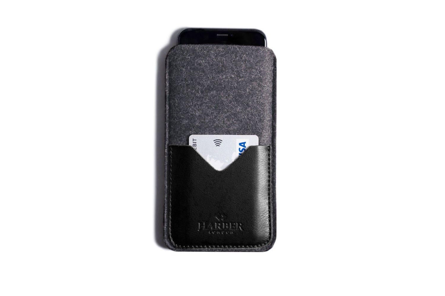 Harber LondonClassic - Leather Smartphone Sleeve Wallet (Black, iPhone 15,14,13,12,11 Pro Max)
