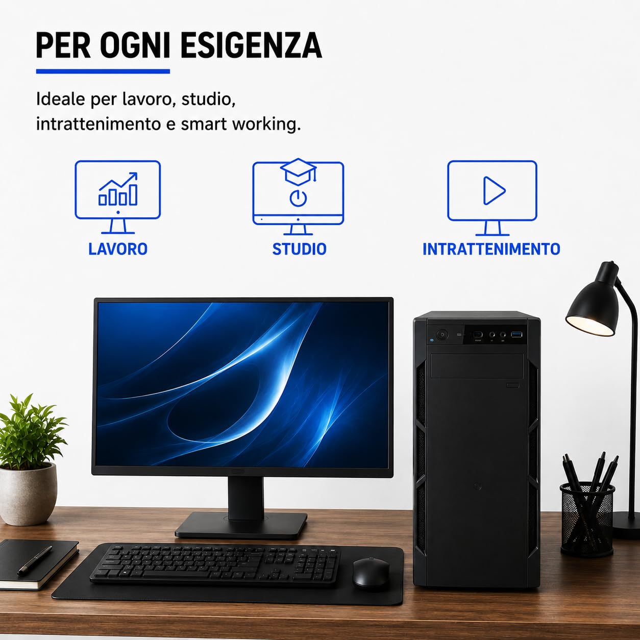 PC Fisso Desktop NUOVO • Cpu intel core i5-4th • 16GB RAM DDR3 • 256GB + 512GB HDD • Windows 11 Pro • Office 365 • Pronto All'Uso • USB 3.0