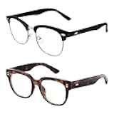 Fashion Thick Big Square Frame Fake Glasses Men Women & Vintage Inspired Classic Horn Rimmed Nerd UV400 Clear Lens