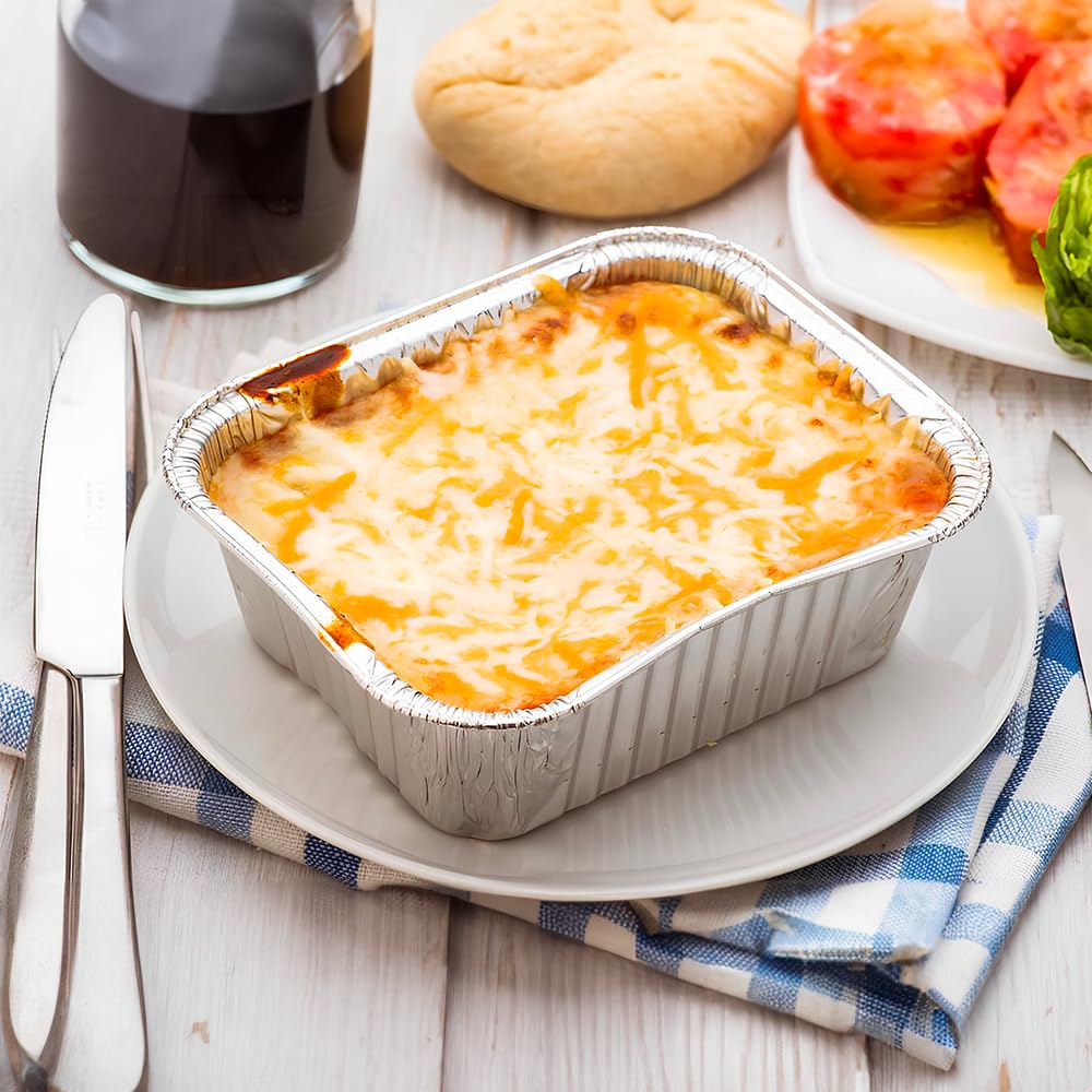 Kasaleti 40 Vaschette in Alluminio Rettangolari per Alimenti, Diverse Dimensioni, Argentate, Takeaway (12 Porzioni)