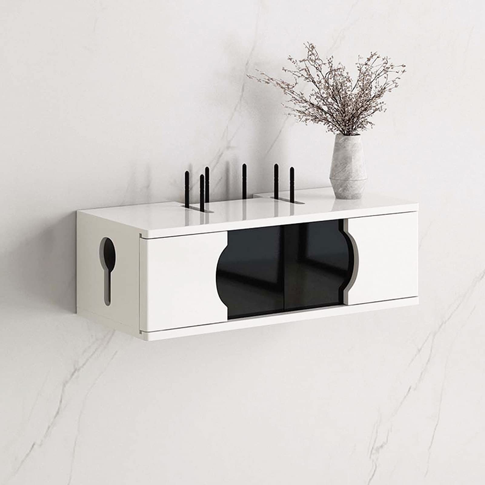 Estante Flotante Estante de gabinete de TV montado en la Pared Consola de TV Estante de enrutador DVD Decodificador de teléfono Estante de Almacenamiento Caja para Colgar, Caja de Almacenamiento de