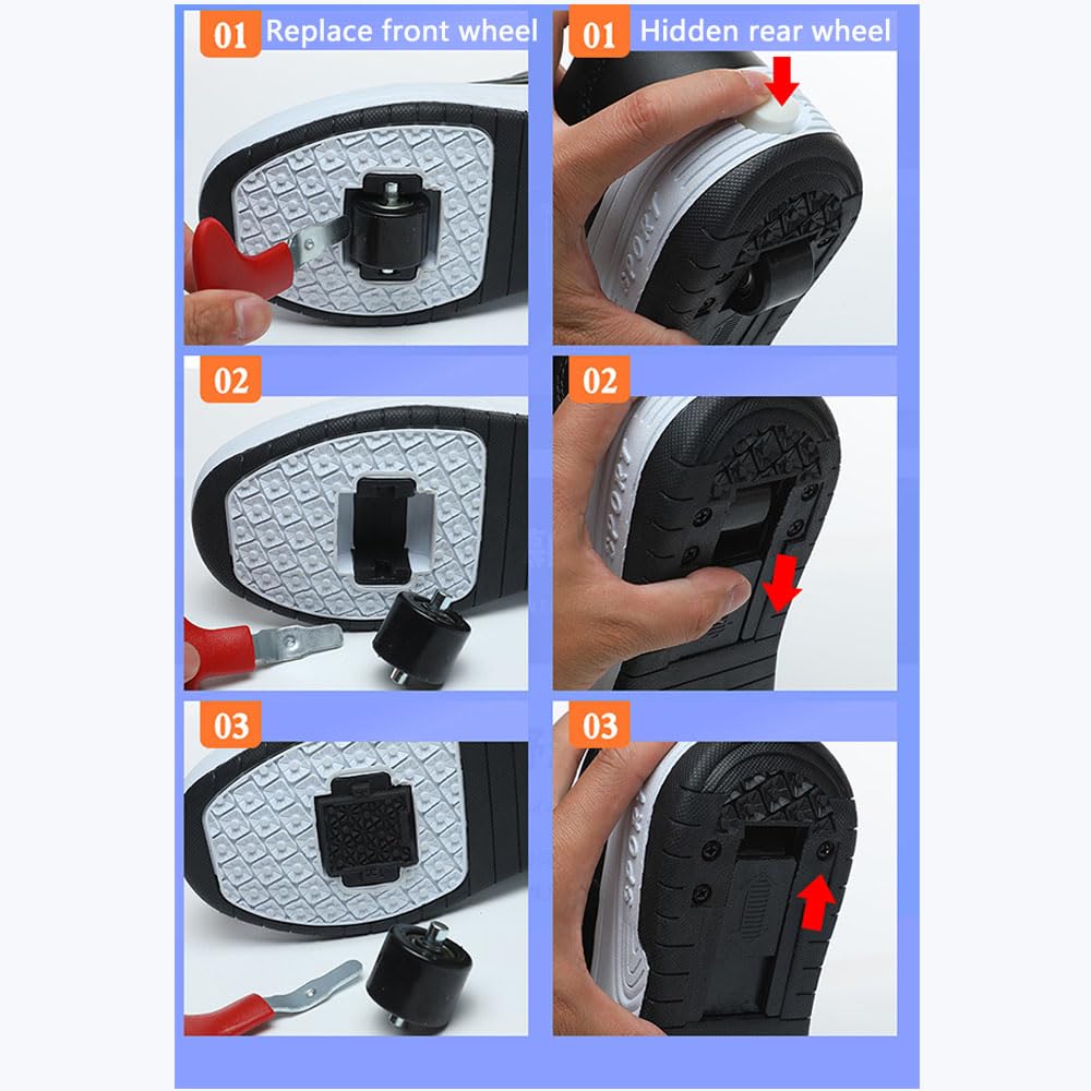 NEN Chaussure à Roulettes Rétractables Garçons Fille, Roller 2 Roues Adolescents Intérieur Extérieur