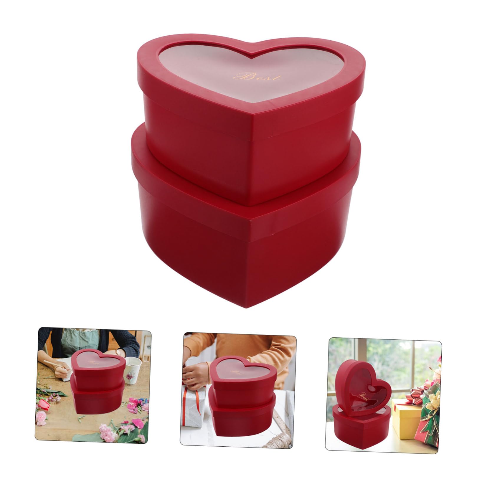 VILLCASE 2 Pezzi Scatola Regalo Forma di Cuore in Carta Rossa per San Design Versatile per Regali Personalizzati Adatta a Occasioni Romantiche e Decorazioni Fai da Te