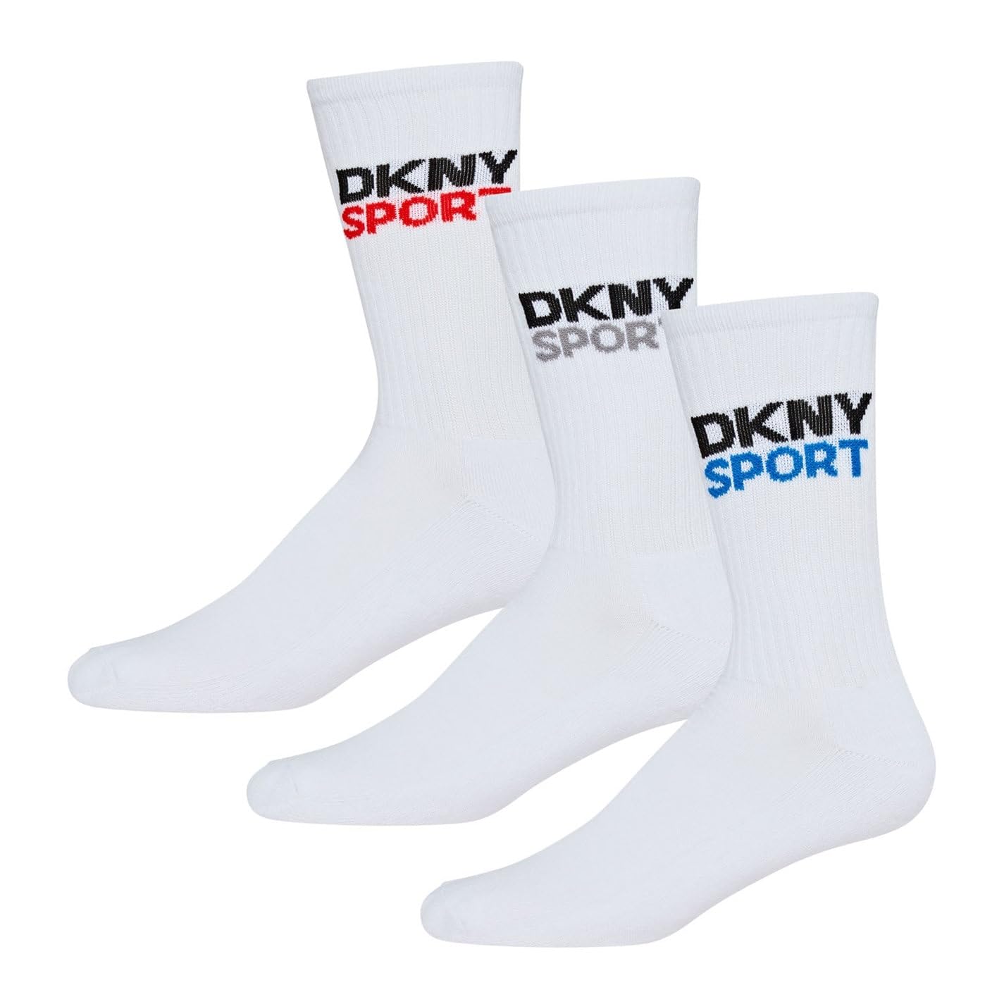 Dkny Men's White 3 Pack Sport Socks Dogwood Cotton 7-11