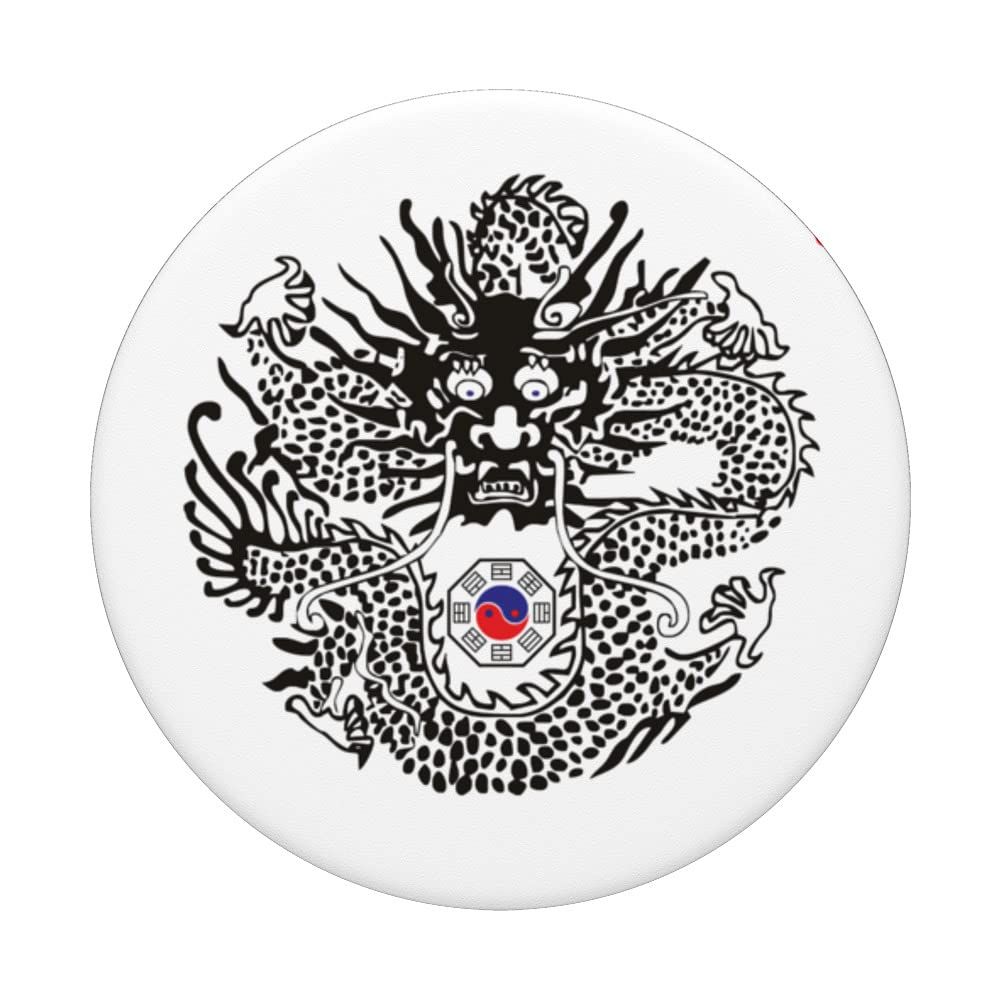 Chinese Ba Gua Dragon design, tai chi dragon PopSockets Swappable PopGrip, Black - Image 3