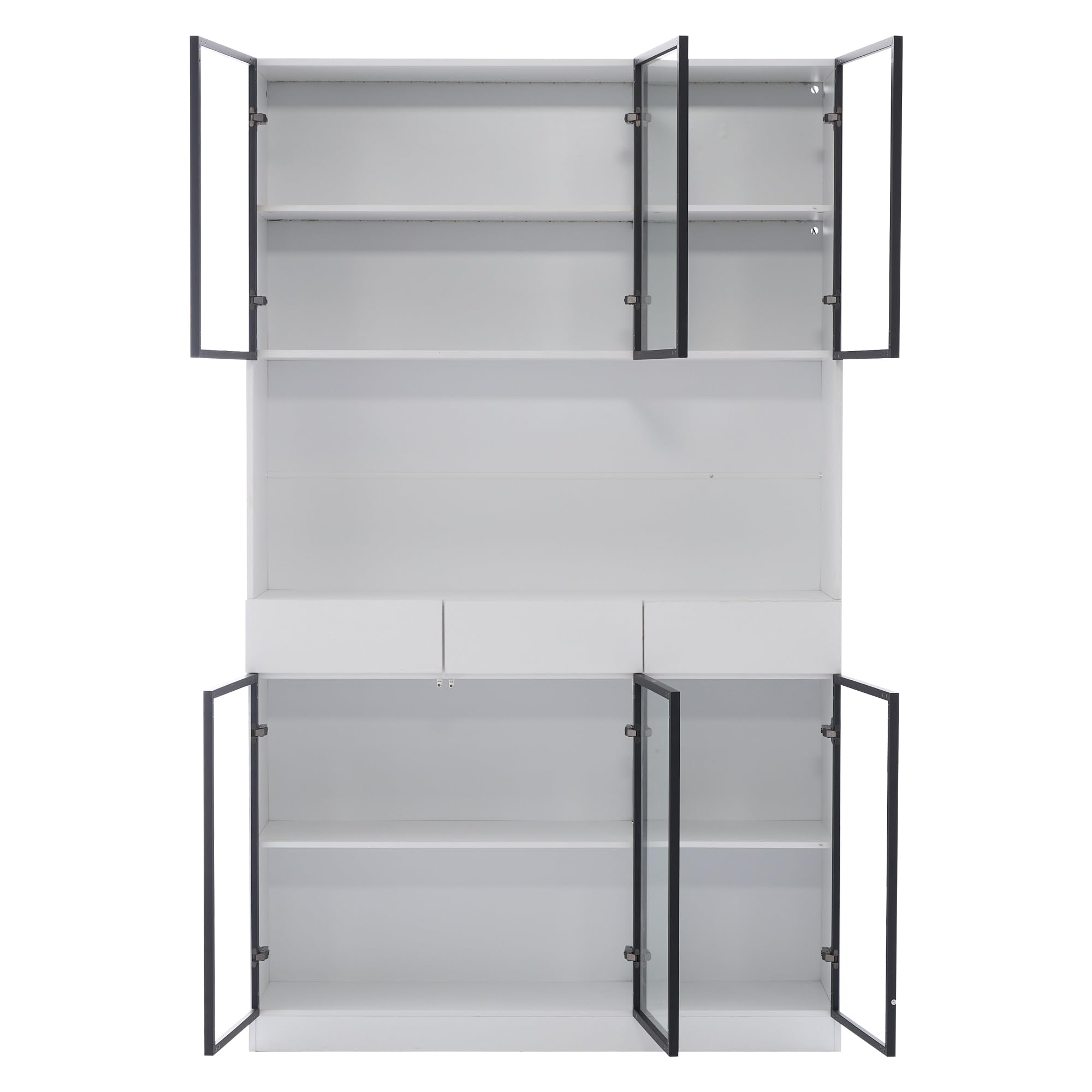 Armario de cristal para puerta, 36 x 120 x 200 cm, blanco – marco de puerta negro, armario de vitrina, estantería de almacenamiento múltiple para colección, dormitorio, salón, oficina
