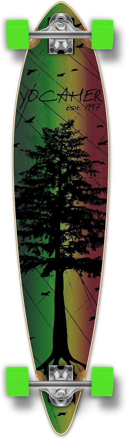 in The Pines Rasta Longboard Complete Skateboard - Available in All Shapes (Pintail)
