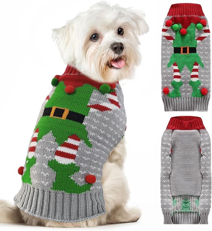 KUTKUT Dog Christmas Sweaters Ugly Clown Dog Turtleneck Knitted Pullover Puppy Clothes for Small Dogs Cats Xmas Pet Outfit Jumper (Size: XL, Adjustable Chest: 42cm - 48cm) (B09H2WTJ6J) Amazon Price History, Amazon Price Tracker