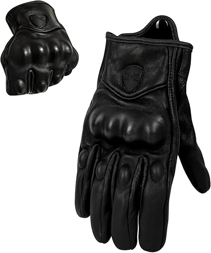 FXC Pantalla táctil dedo completo motocicleta guantes de cuero de los hombres Premium moto protectora