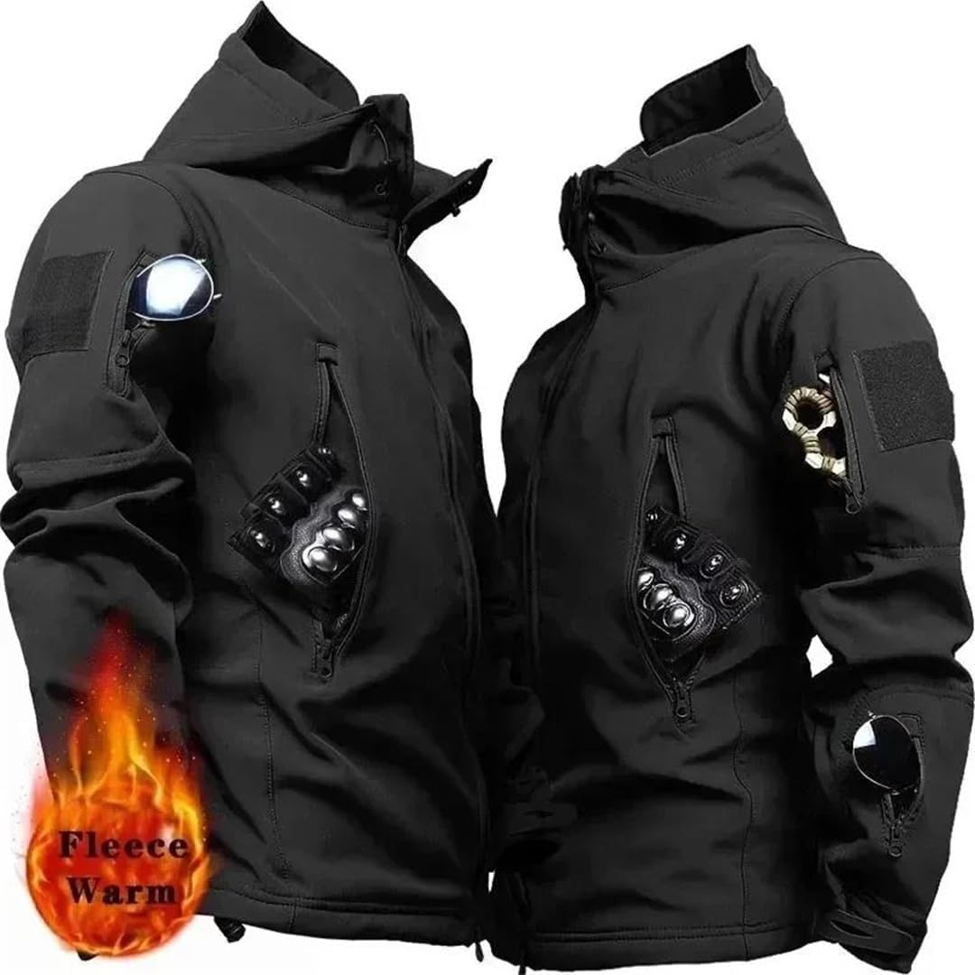 Men's Hooded Casual Utility Jacket Soft Shell Tactical Waterproof