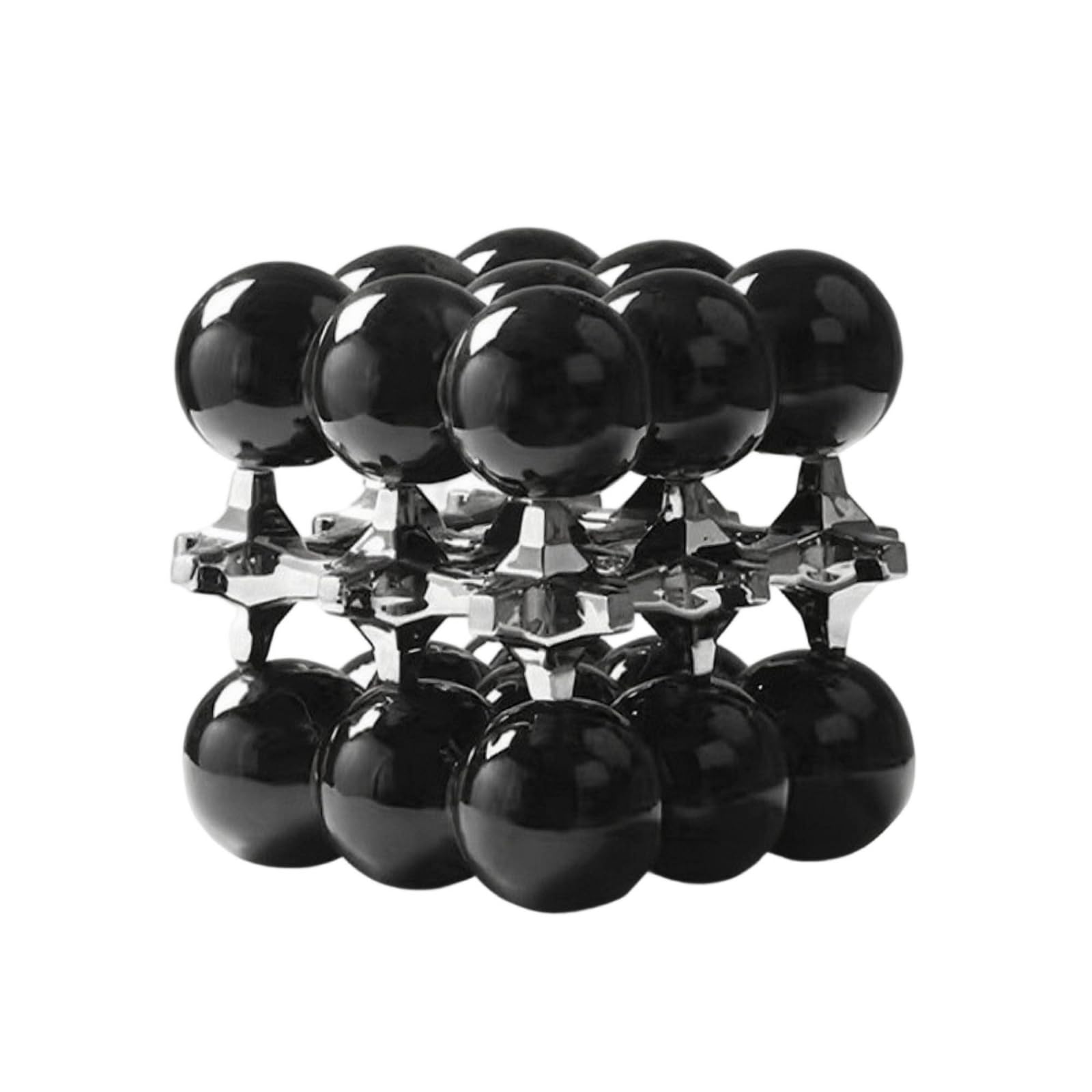 Escultura Geométrica Resina Creativa, Negro Bola Brillante + Plateado, Moderno Minimalista