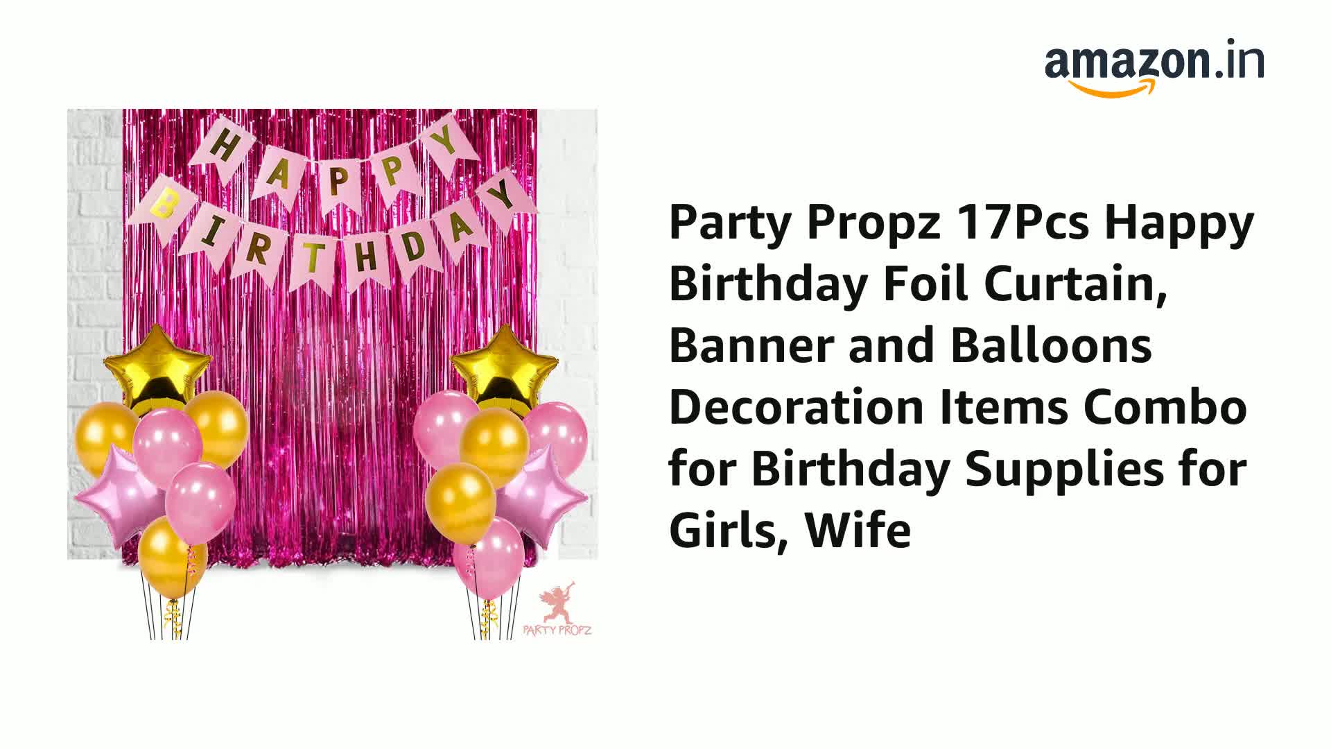 Unique Party 90953 - 2,7 m Foil Rosa Brillante Bandierine di 30° Comp