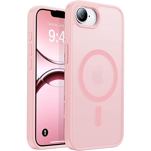 Magnetic Shockproof for iPhone 16e Case 2025[Compatible with MagSafe][Military-Grade Protection] Anti-Yellowing,Anti-Scratch Matte Back Protective Phone Case for iPhone 16 e case 6.1",Pink
