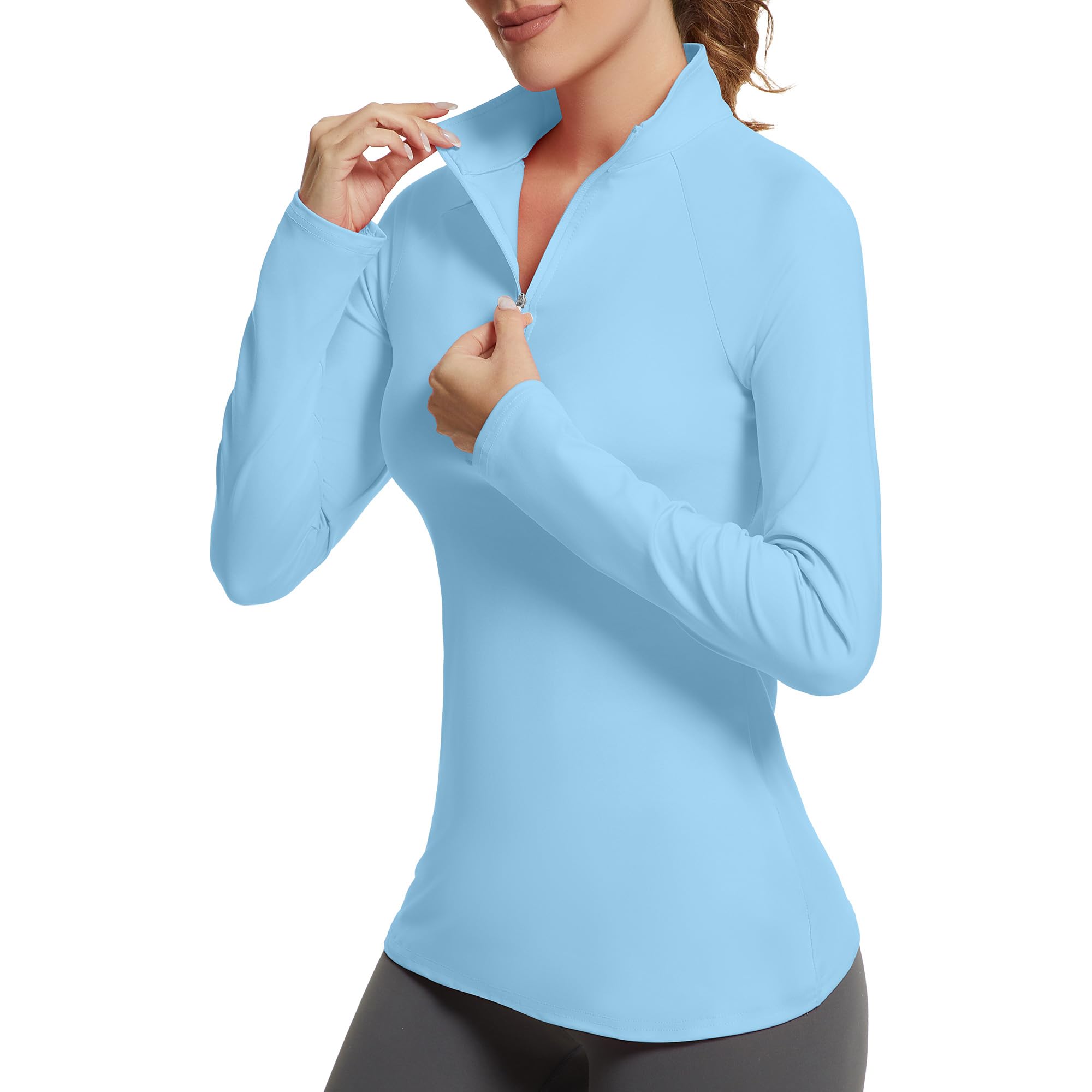 GGOV Golf Shirts for Woman UPF 50+ Sun Protection Quick Dry Lightweight Long Sleeve Polo Shirts for Woman Rash Guard