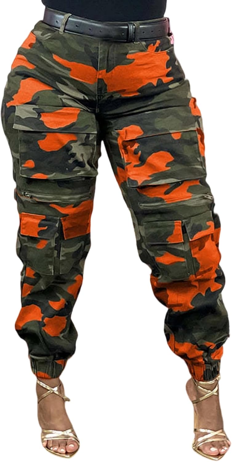Tbahhir Womens Camo Jogger Pants, Cargo Print High Waisted Sweatpants Jogging Trousers with Pockets Casual Y2k Dressy