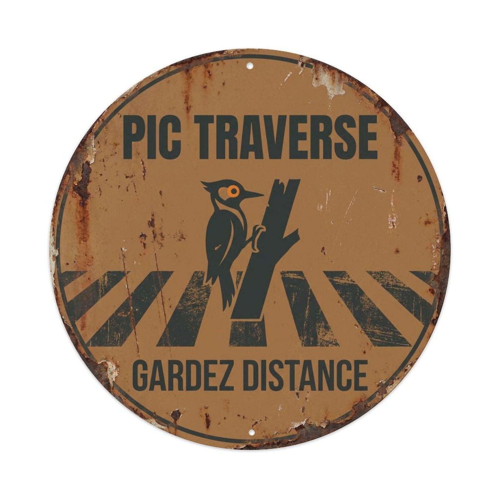 Woodpecker Crossing Gardez Distance Cozy Metal Tin Sign