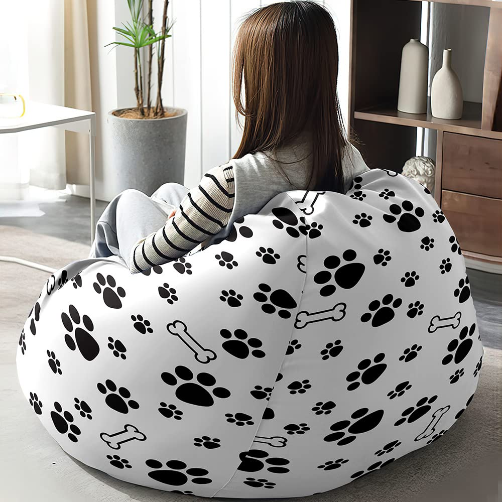 FANSU 3D Cane Copertura per Poltrona Sacco Puff Poltrona Senza Riempimento, Pouf Poltrona con Zip Poltrona a Sacco per Adulti e Bambini Interni, Casa, Soggiorno (90x110cm,Cane di Salsiccia