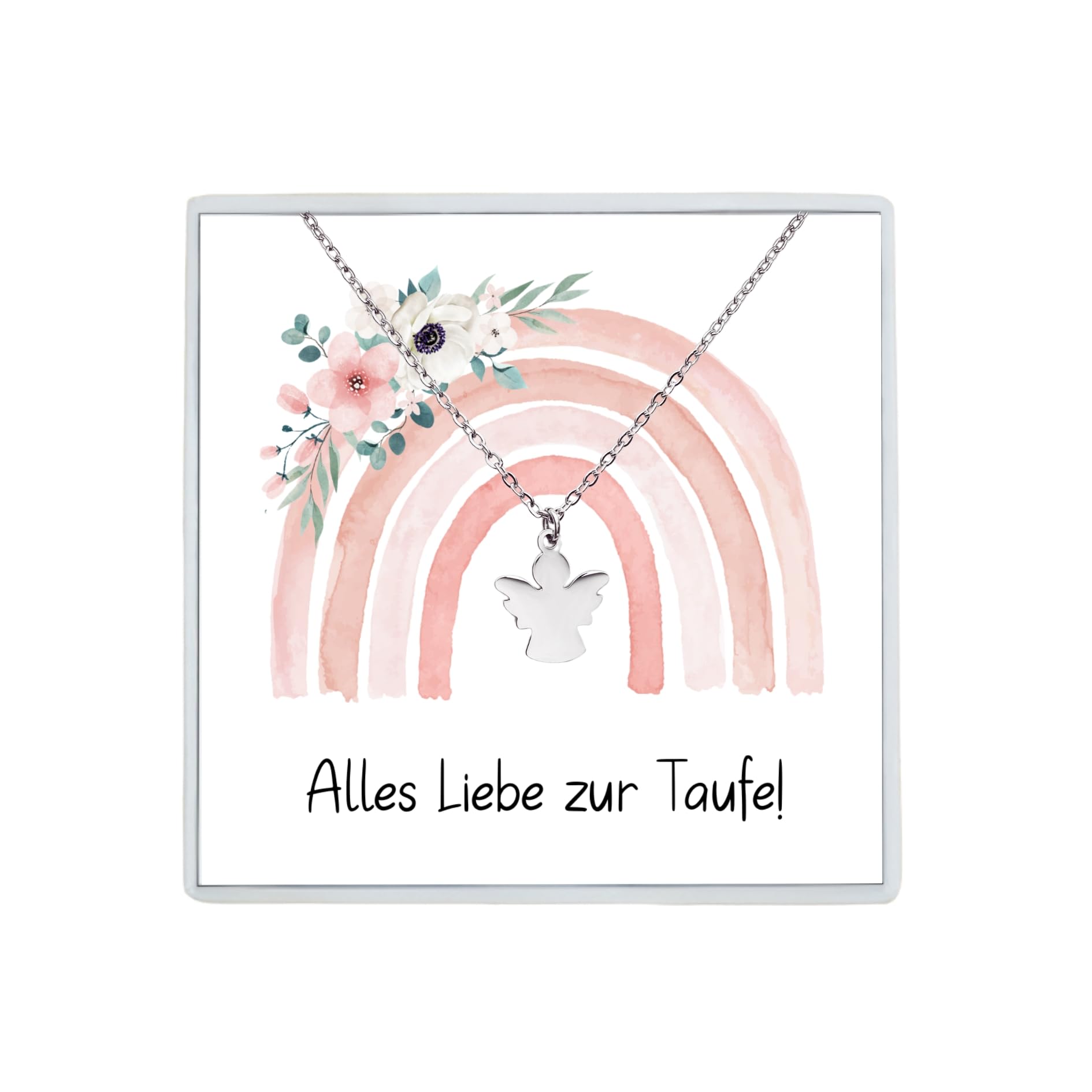 Wunderlinchen Schutzengel Kette ｜Geschenk zur Taufe ｜Geschenk Patenkind｜Halskette Kommunion｜Taufkette (Silber)