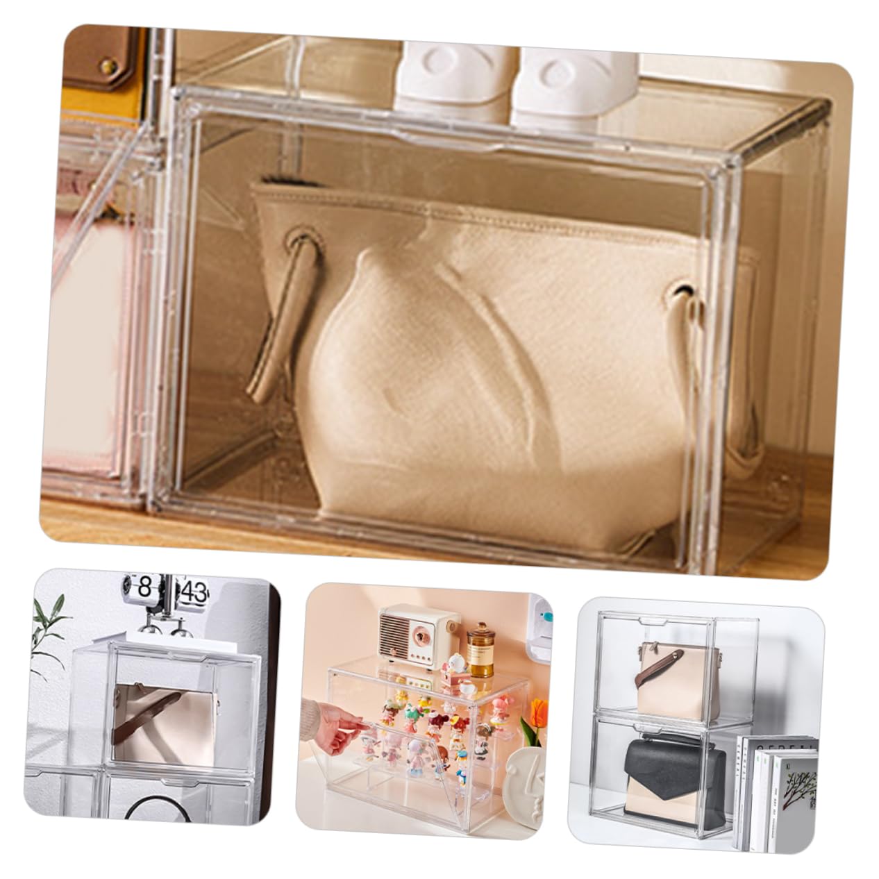 Alipis Vitrina Transparente Grande Puerta para Muñecas Zapatos y Caja de Exhibición de Plástico Organizador Antipolvo para Almacenamiento de Colecciones y de
