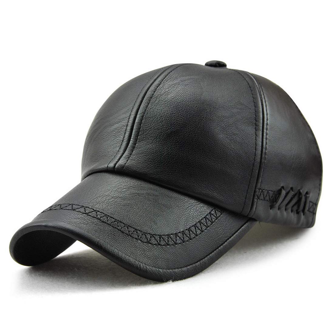 Mens Patent Leather Adjustable Breathable Vintage Baseball Cap