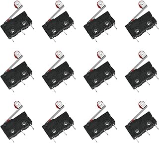 JZK 12 Pcs Micro Limit Switch with Momentary Roller Lever Arm 3 pin 3Pin AC 250V 5A SPDT 1NO 1NC Snap Action Micro Switches