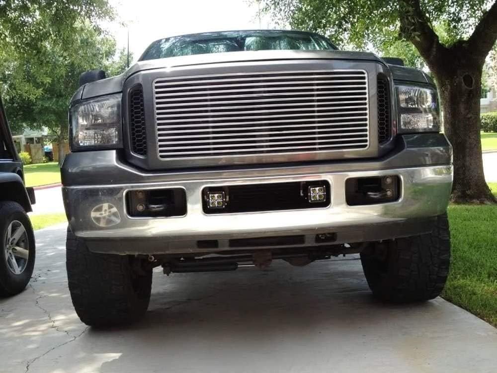 iJDMTOY Lower Grille LED Pod Light Fog Lamps Compatible With 2005-07 Ford F250 F350 F450 Excursion, Incl (2) 20W High Power LED Cubes, OEM Foglamp Location Mounting Brackets & On/Off Switch Relay