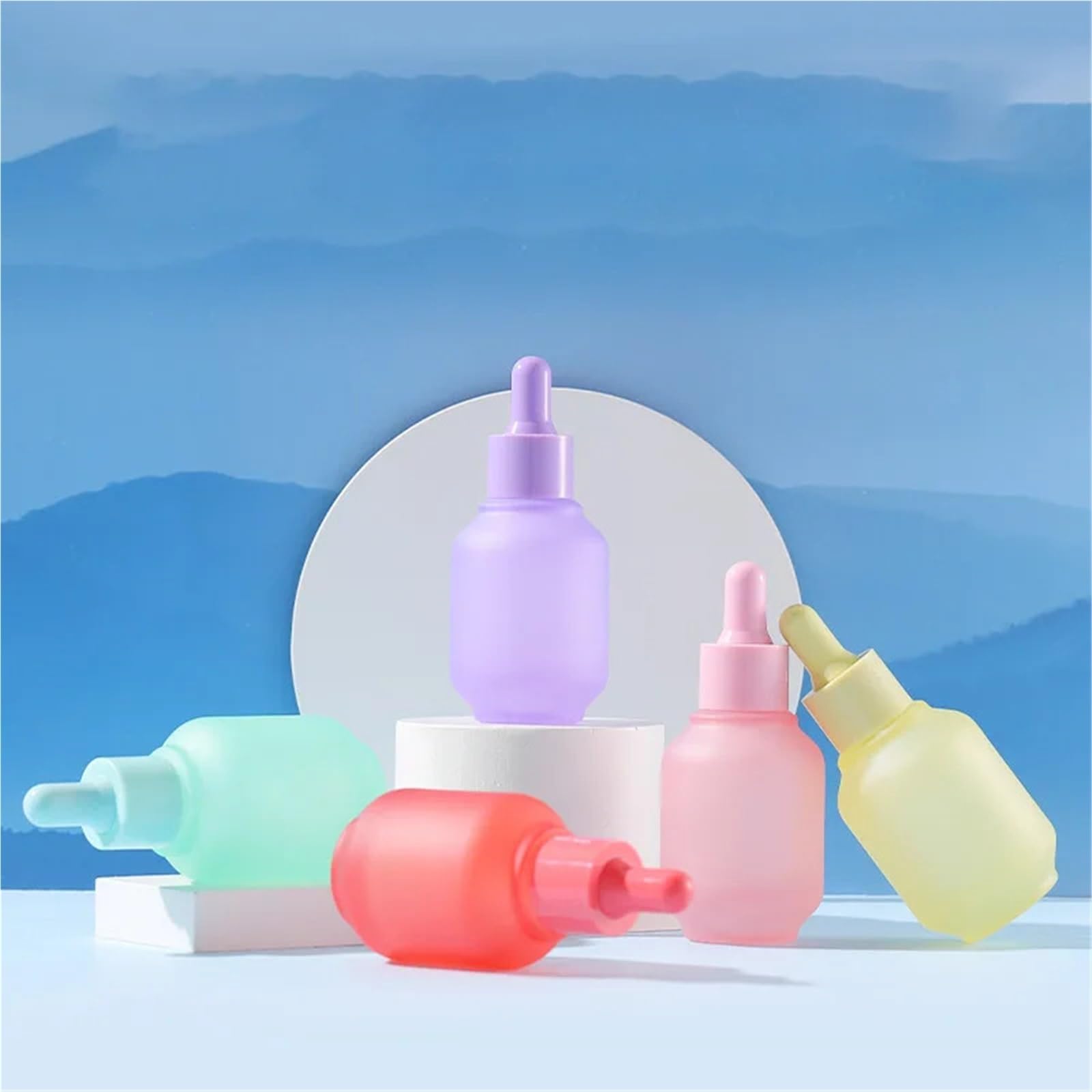 Gotero Botella de vidrio esmerilado rojo for aceite esencial, botellas cuentagotas púrpuras 30ml, contenedor viaje perfume(Purple,20PCS_30ML)