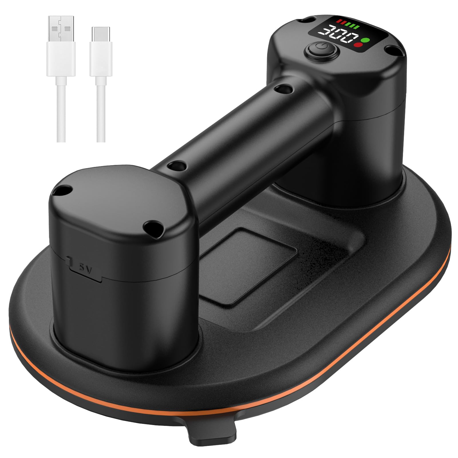 Ventosa Azulejo, Ventosa de Vacío Para Elevar Vidrio, Azulejos, Mármol, Ventosa Eléctrica de Azulejo con 3600 mAh Batería, Motores Duales, Cargas 300KG, Diámetro 24 cm, Pantalla LCD