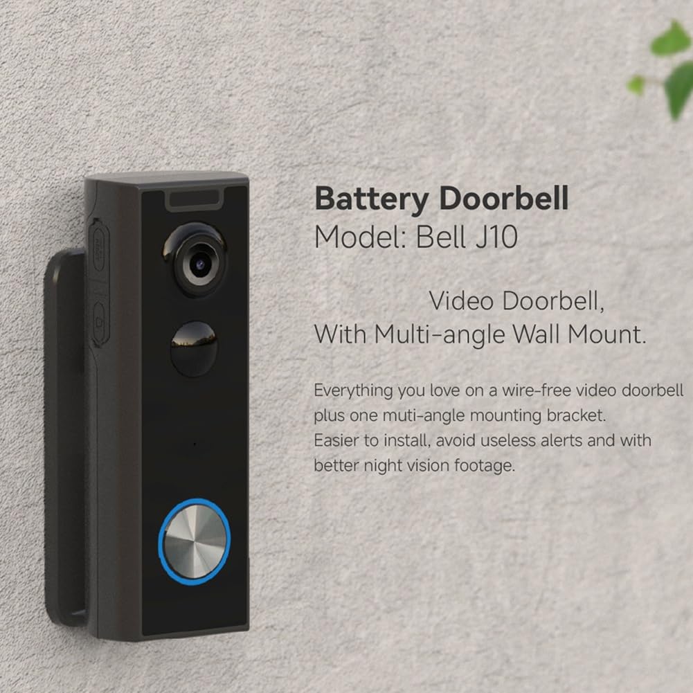 Cámara de Timbre Inalámbrica Timbrador de Video con Timbre Audio Bidireccional, Alerta Instantánea Visión, Detección de Humanos 2.4G Wi-Fi