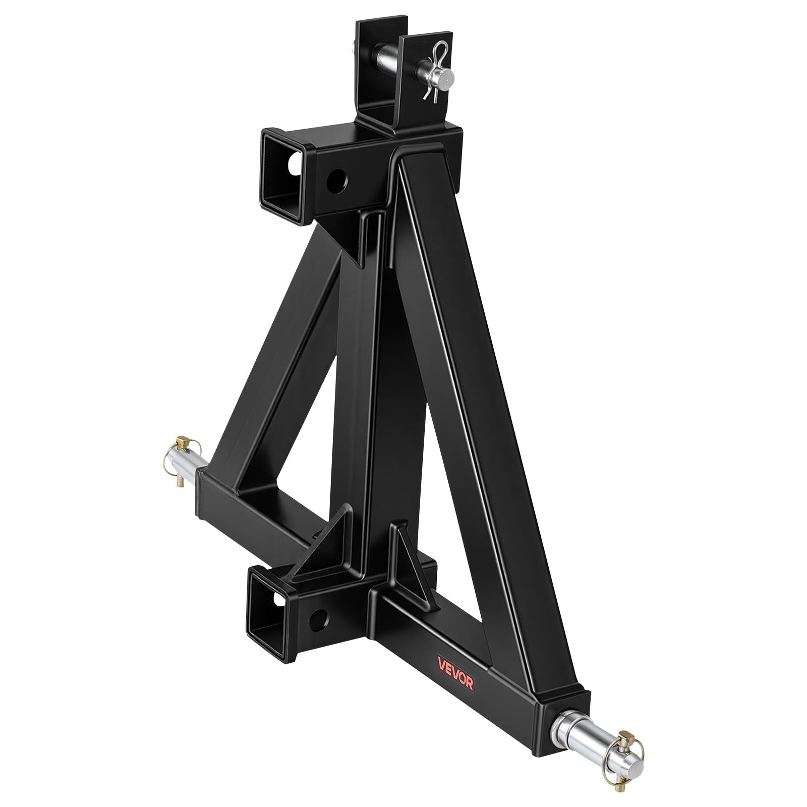 VEVOR Attelage de Remorque 3 Points avec 2 Récepteurs 50,8 mm Triangle d'Attelage, Adaptateur de Remorquage pour Tracteur Catégorie 1, Compatible avec Kubota, John Deere, Ford, Massey Ferguson, Yanmar
