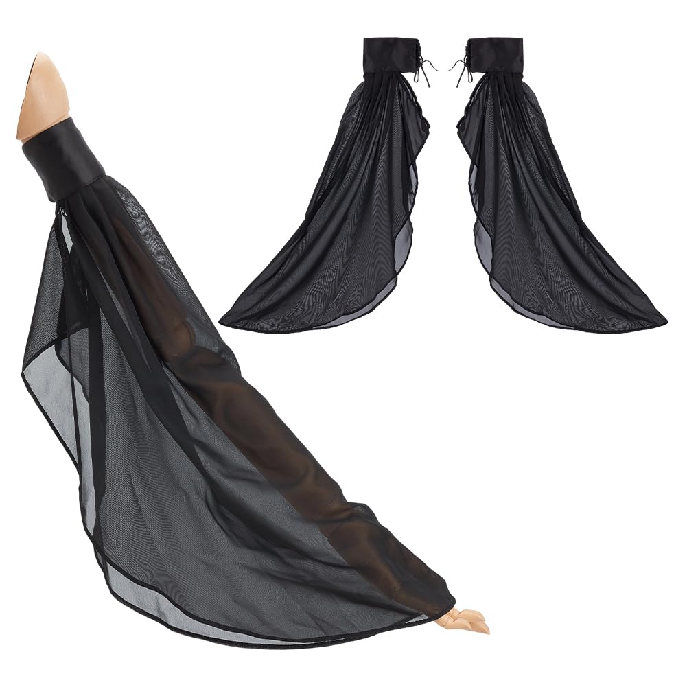 CRAFTYMELODY 1 Pair Women's Long Tulle Opera Gloves Victorian Chiffon Sleeves Arm Cover Glove Gothic Black Polyester Chiffon Detachable Sleeves Garment Costume Accessories for Wedding Dress Party
