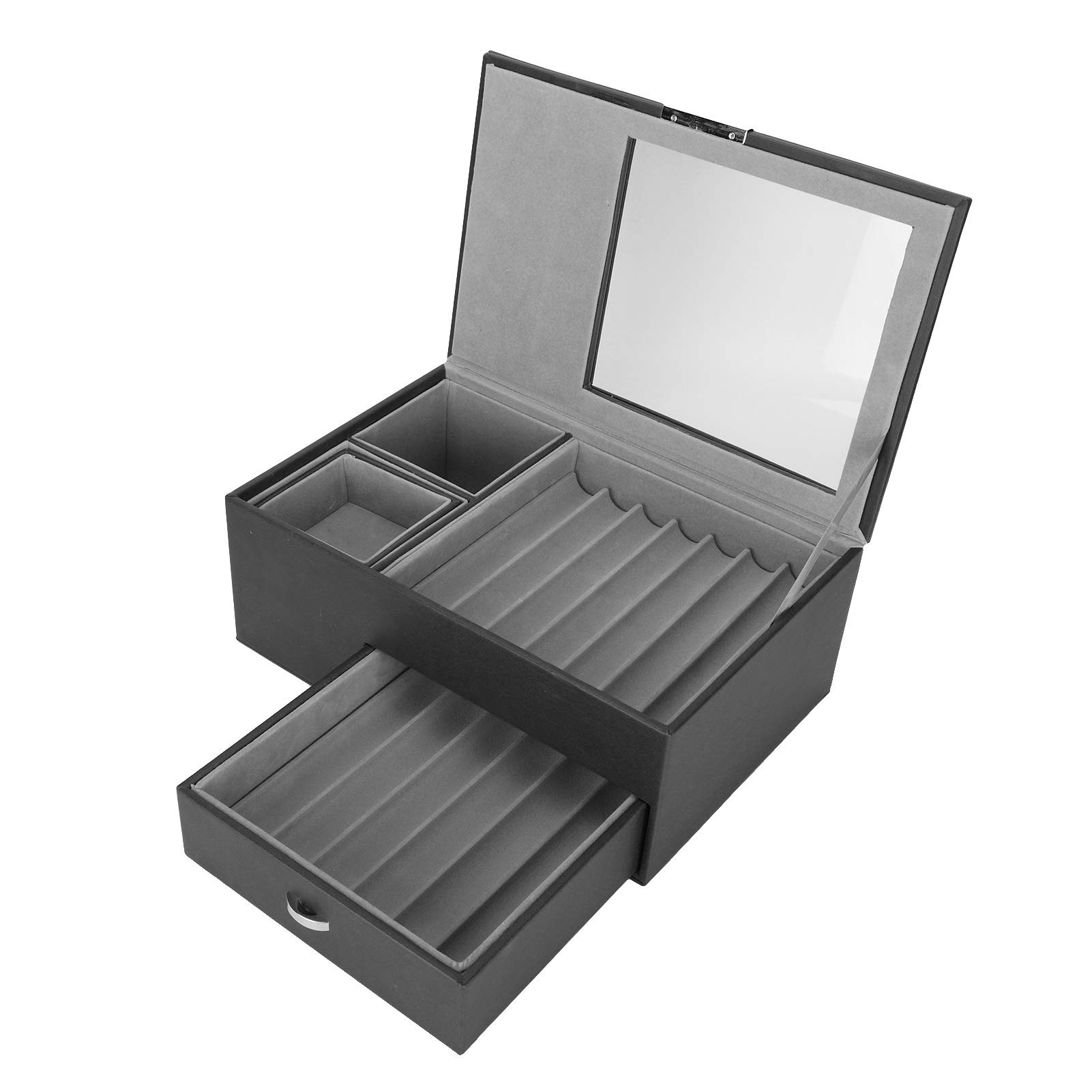Scatola porta penne a doppio strato, astuccio per penne stilografiche in pelle PU, organizer per collezione di penne (Nera)