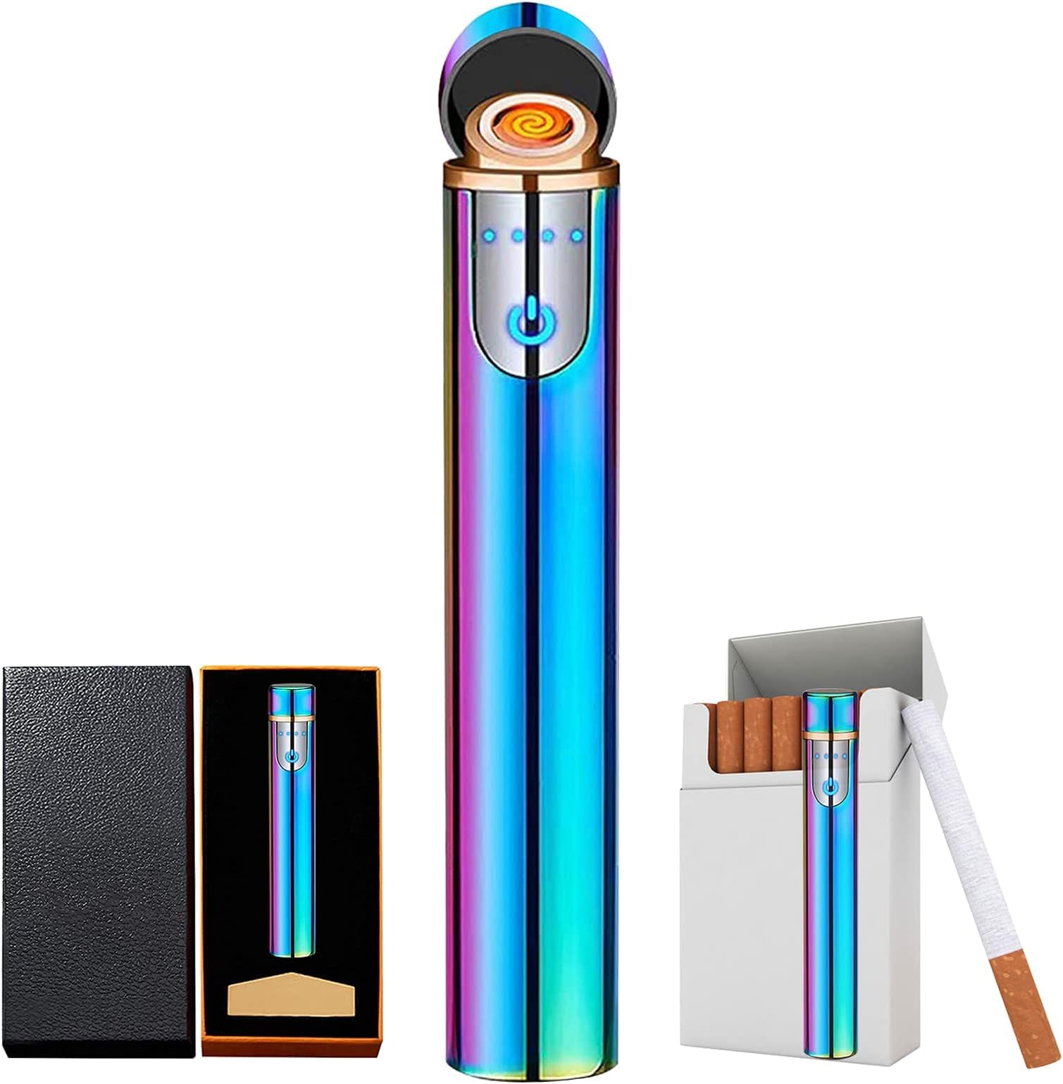 ZOIPPDMSUSB Rechargeable Lighter, Mini Electric Fingerprint Ignition Windproof Lighter, Ice