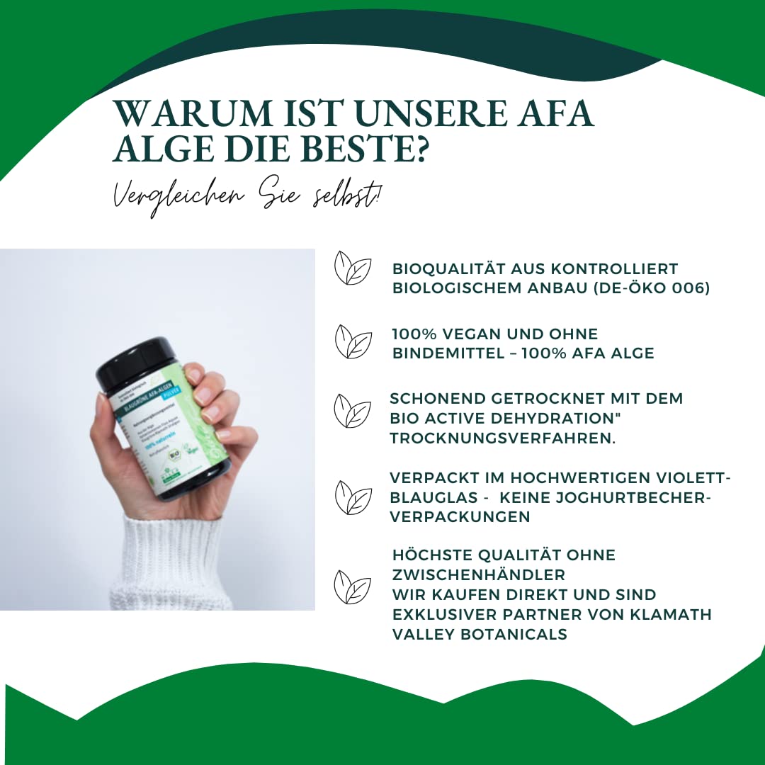 WILCO Bio AFA Algen 600 Presslinge - 100% naturreines Nahrungsergänzungsmittel für körperliche Fitness und ein gesteigertes Wohlbefinden