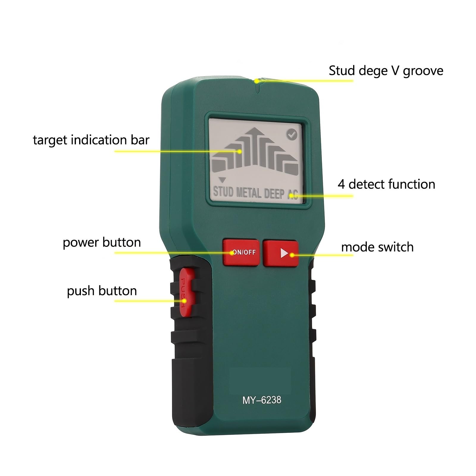 Rilevatore Di Perni 4 In 1 Sensore Da Parete Sensori Elettronici Legno Metallo Foro Vuoto Borchie For Cavi CA Strumento Rilevamento Scanner Rilevamento Accurato