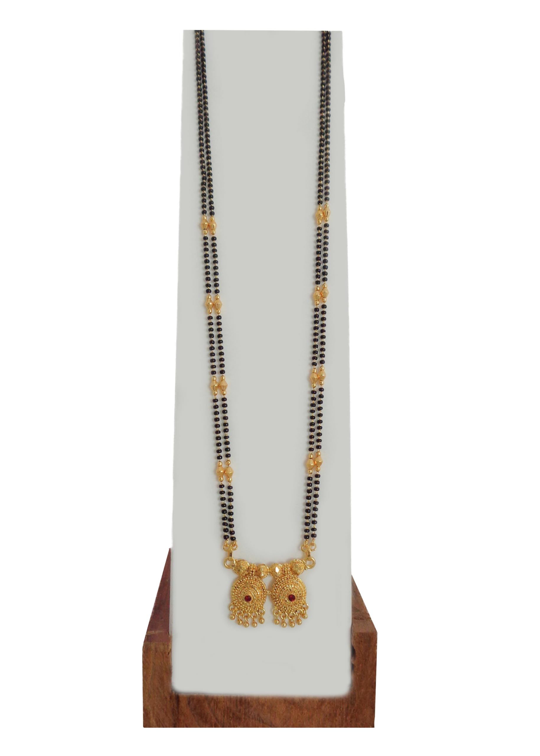ramdev art fashion jewellery Designer Traditional Lightweight Brass and Alloy Tanmaniya Nallapusalu Black Beads Gold Plated Mangalsutra for Women and Girls-picture-14
