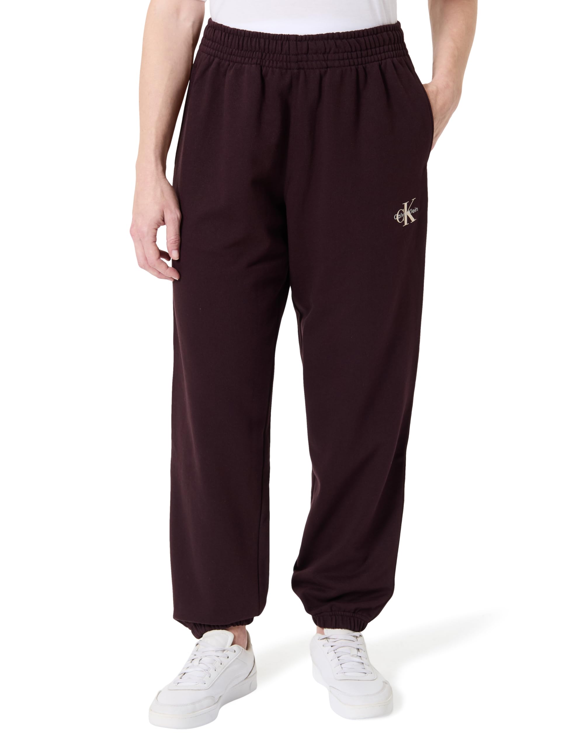Calvin Klein Women's MONOLOGO French Terry Jogger LV047B235G Sweatpants, Purple (Mocha Brown), M