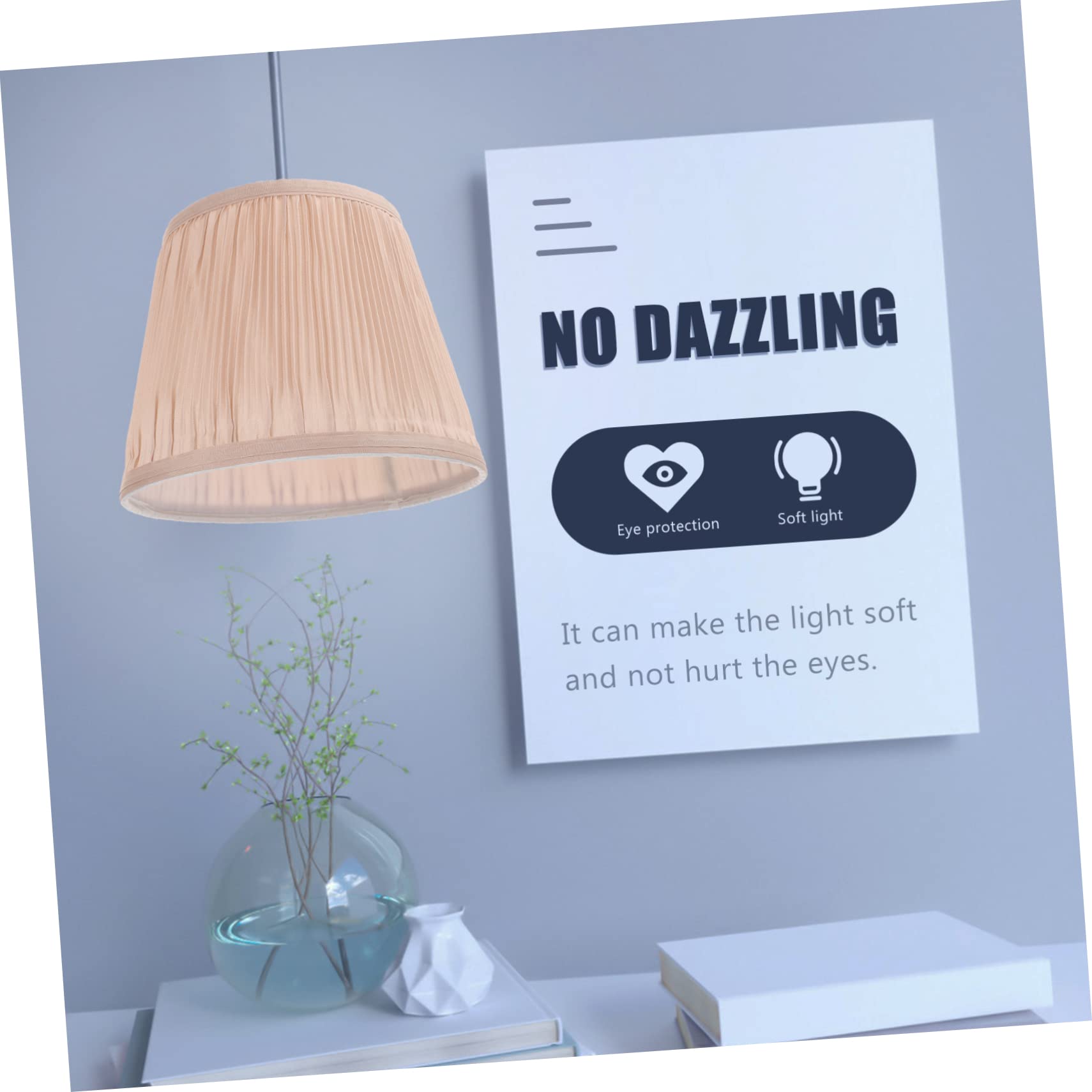 SHINEOFI Pantalla de Lámpara de Tela E27 Khaki para Salón y Restaurante | Estructura de Tejido y Metal, Diseño Sencillo y Delicado, Modelo para Pie y Mesa
