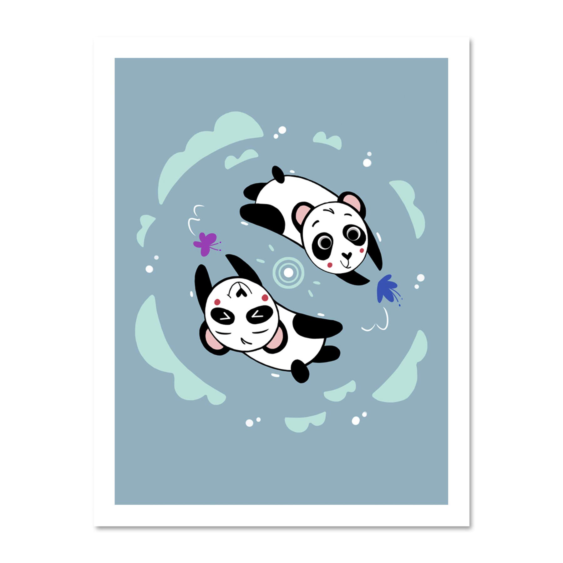 Wee Blue Coo Kawaii Panda Friends Large Framed Art Print Wall Poster 18x24 inch